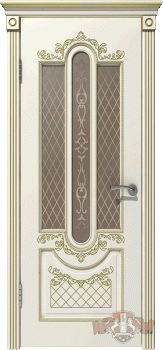 Межкомнатная дверь "Александрия", по, слоновая кость, патина капучино