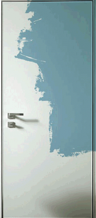 Скрытая дверь INVISIBLE, открывание «ОБРАТНОЕ», кромка с 4-х сторон ЧЕРНАЯ, с петлями и замком