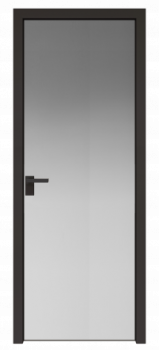Межкомнатная дверь AGK - 1 черный матовый, стекло зеркало, кромка Black Edition с 4-х