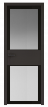 Межкомнатная дверь AGK - 5 черный матовый, стекло мателюкс черный, кромка Black Edition с 4-х
