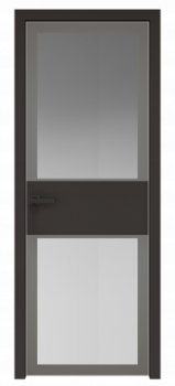 Межкомнатная дверь AGK - 5 черный матовый, стекло мателюкс серый, кромка матовая алюминиевая
