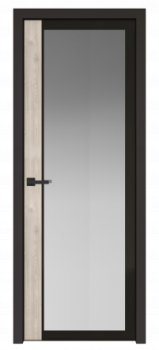 Межкомнатная дверь AGK - 6 черный матовый, стекло мателюкс серый, кромка матовая алюминиевая