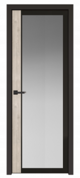 Межкомнатная дверь AGK - 6 черный матовый, стекло мателюкс серый, кромка матовая алюминиевая