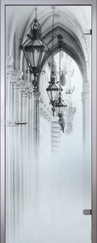 Стеклянная дверь Аркада Белое Сатинато