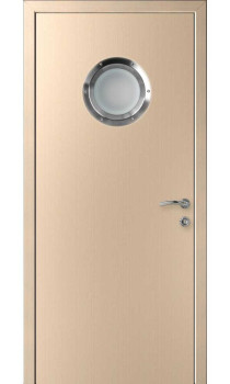 Дверь с иллюминатором дуб беленый, ПО