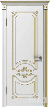 Межкомнатная дверь "Милана", пг, белая, патина золото