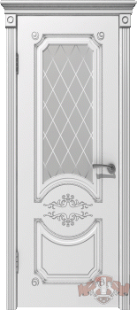 Межкомнатная дверь "Милана", по, белая, патина серебро