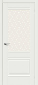 Межкомнатная дверь Прима-3 White Matt стекло White Сrystal