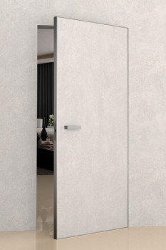 Скрытая дверь "Порта Invisible 4AB", кромка AL-черная, под покраску, открывание "на себя" ( с петлями и замком)