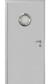 Дверь с иллюминатором серая ПО