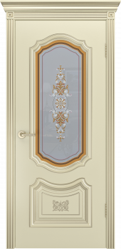 Межкомнатная дверь "Соло R-0 В3", по, шампань с патиной белое золото